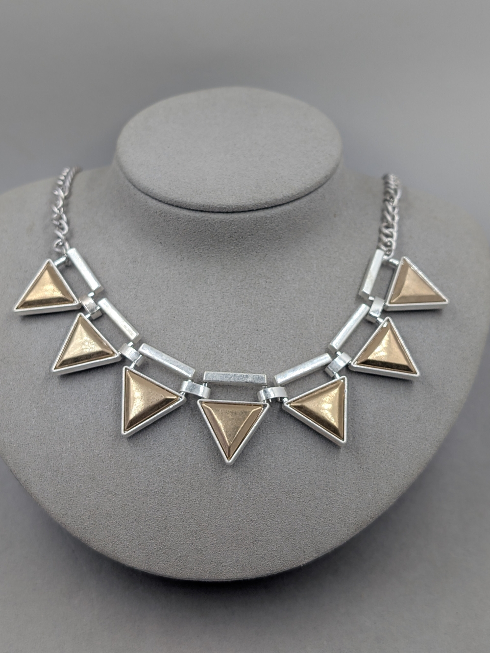 Plunder Design Mixed Metal Triangle Geometric Statement Necklace | 1219